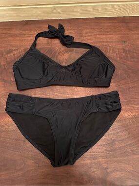 Black Halter Bikini Set - Women Swim